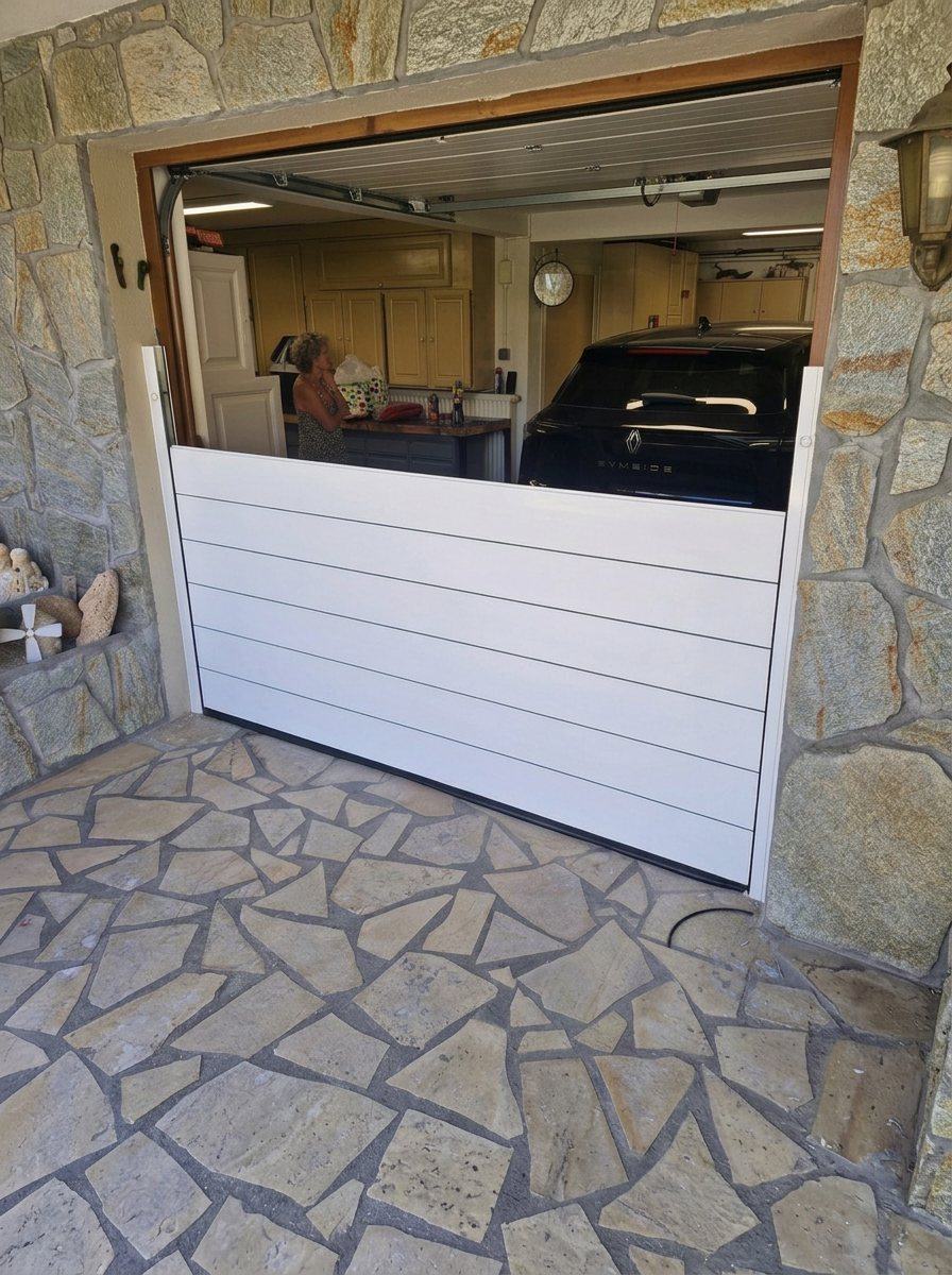 Batardeau Nerolis installé sur une porte de garage